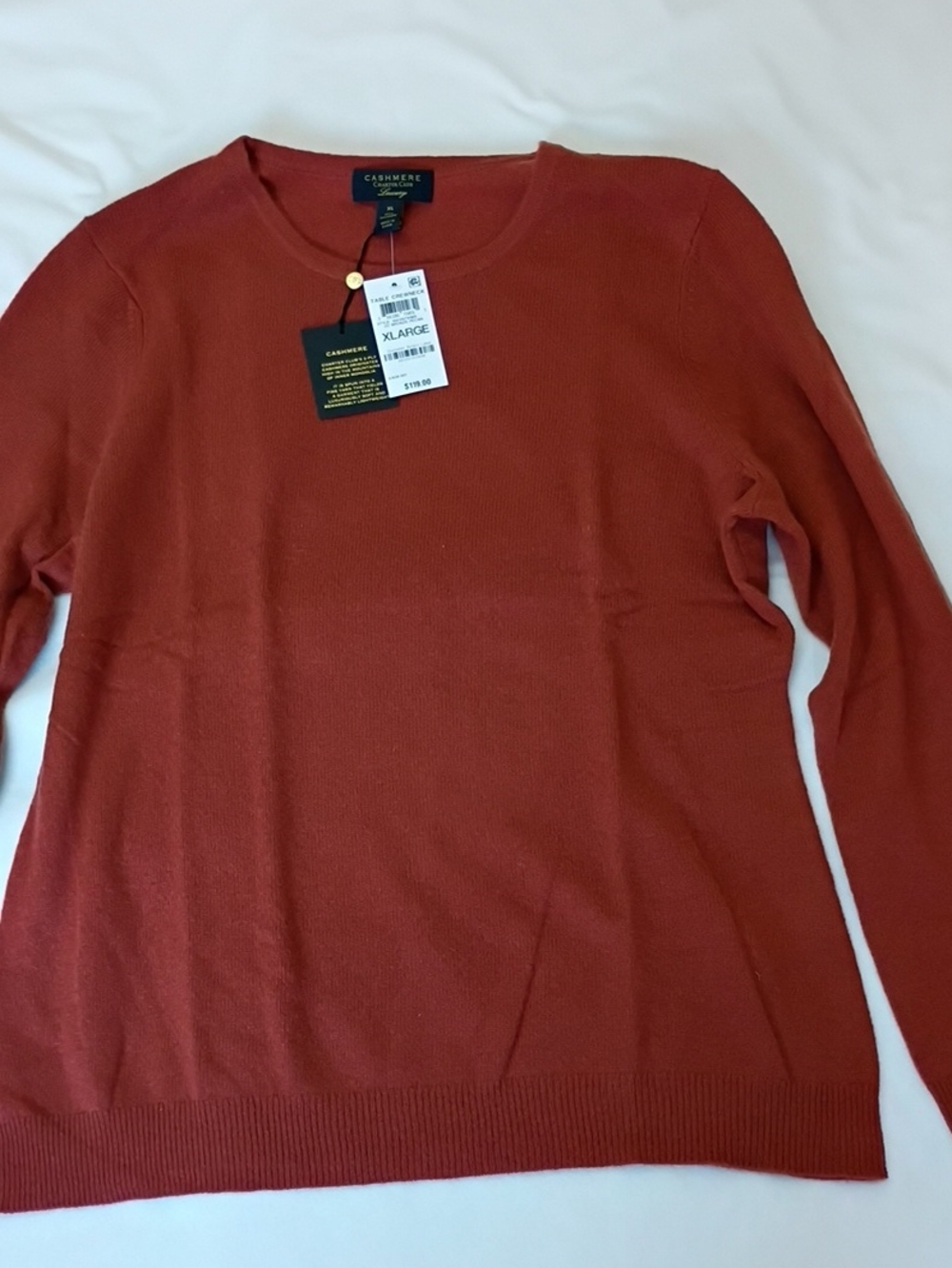 Charter Club XLarge $119.00 Cashmere Rust Crewneck Sweater P012